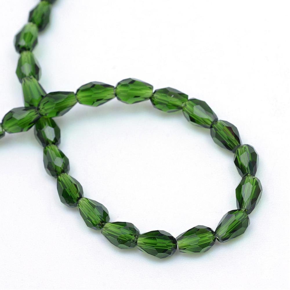 Koraliki szklane fasetowane, zielony, 5x3mm 100szt. Koraliki szklane fasetowane, zielony, 5x3mm 100szt.