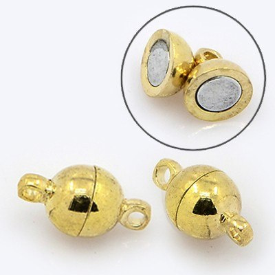 Zapięcie magnetyczne, kulka, mosiądz, 11,5x6mm Zapięcie magnetyczne, kulka, mosiądz, 11,5x6mm