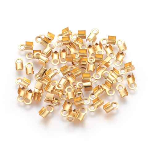 Końcówki do zaciskania, złote 10szt, 8mm, Stal Chirurgiczna Końcówki do zaciskania, złote 10szt, 8mm, Stal Chirurgiczna