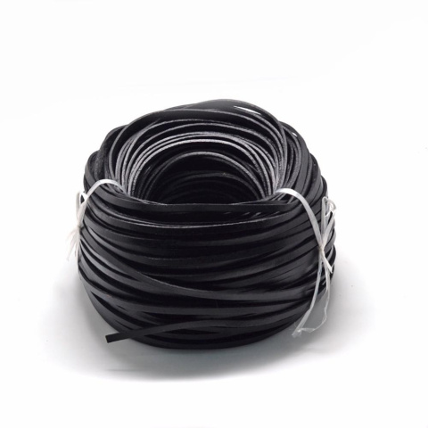 Rzemień skórzany,płaski, 1m, czarny, 5mm Rzemień skórzany,płaski, 1m, czarny, 5mm