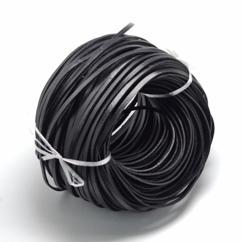 Rzemień skórzany,płaski, 1m, czarny, 5mm Rzemień skórzany,płaski, 1m, czarny, 5mm