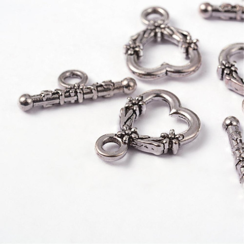 Zapięcie ozdobne serce, srebrne, 18,5mm; Toggle Zapięcie ozdobne serce, srebrne, 18,5mm; Toggle