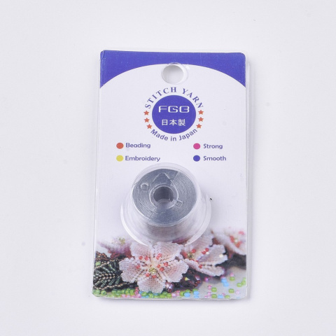 Nić powlekana do tkania koralików 0,1mm, 45m, Szara