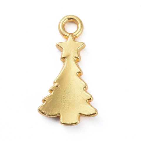 Zawieszka choinka z gwiazdą, złota 1szt.