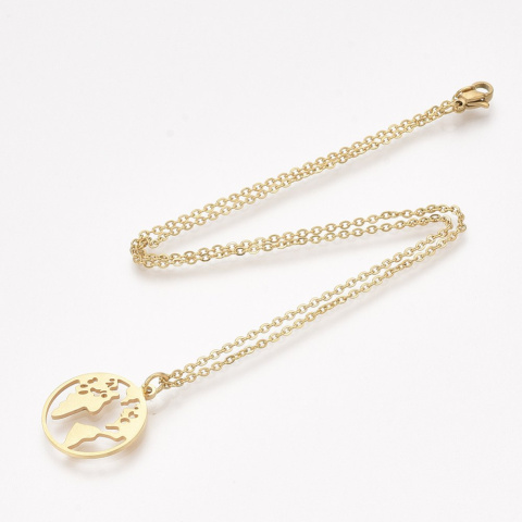 Naszyjnik Złoty Globus na łańcuszku ze stali chirurgicznej