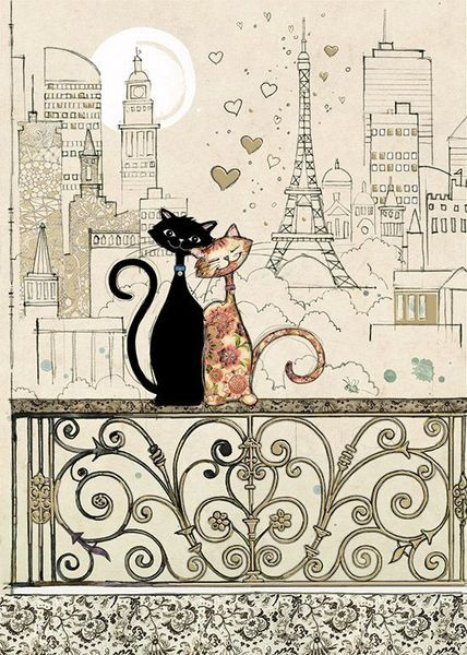 Karnet/ kartka okolicznościowa, Koty w Paryżu, BUGART