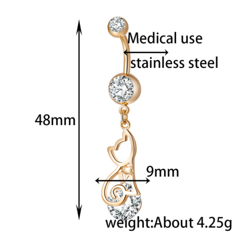 Kolczyk do pępka, Kotek, pokryty 18K złotem, 4.8 cm x 0.9, sztyft 1.5 mm Kolczyk do pępka, Kotek, pokryty 18K złotem, 4.8 cm x 0.9, sztyft 1.5 mm