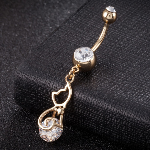 Kolczyk do pępka, Kotek, pokryty 18K złotem, 4.8 cm x 0.9, sztyft 1.5 mm Kolczyk do pępka, Kotek, pokryty 18K złotem, 4.8 cm x 0.9, sztyft 1.5 mm