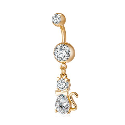 Kolczyk do pępka, Kotek, pokryty 18K złotem, 4.0 cm x 0.9, sztyft 1.5 mm Kolczyk do pępka, Kotek, pokryty 18K złotem, 4.0 cm x 0.9, sztyft 1.5 mm