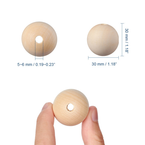 Koraliki do makramy / decoupage, koraliki drewniane surowe, 10szt. 30 mm