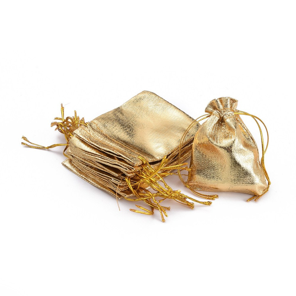 Woreczek na biżuterię/podarunek, 9x7cm, złoty z organzy