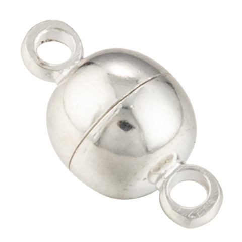 Zapięcie magnetyczne srebrne, kulka, mosiądz, 11,5x6mm Zapięcie magnetyczne srebrne, kulka, mosiądz, 11,5x6mm