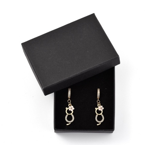 Kolczyki, Koty, kolor złoty, 42 mm, sztyft 1 mm