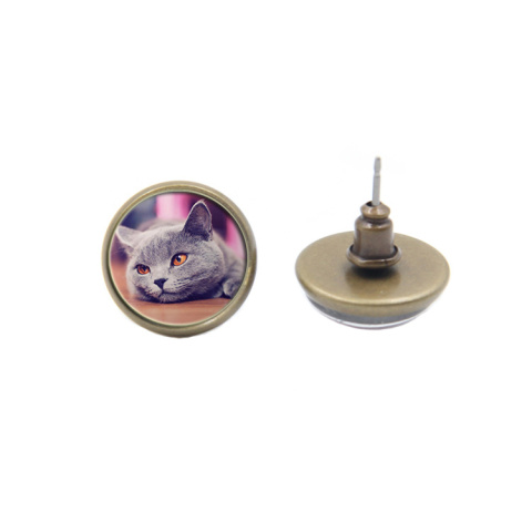 Kolczyki, Koty, antyczny brąz, 1.4 x 0.5 cm, sztyft 0.7 mm