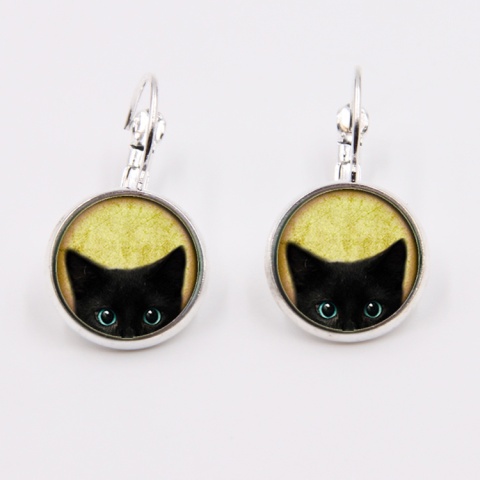 Wiszące kolczyki, Koty, kolor srebrny, 0,3 cm, bigiel 0.8 mm