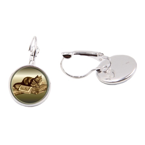 Kolczyki wiszące, Koty, kolor srebrny, 2.8 cm, bigle 0.8 mm