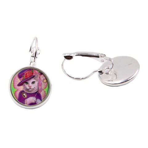 Kolczyki wiszące, Koty, kolor srebrny, 2.8 cm, bigle 0.8 mm