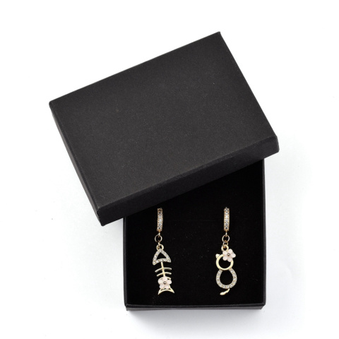 Kolczyki motyw kot, z cyrkoniami 43mm