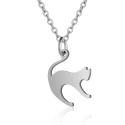 Naszyjnik Kot, Stal, srebrny, łańcuszek: 40 cm