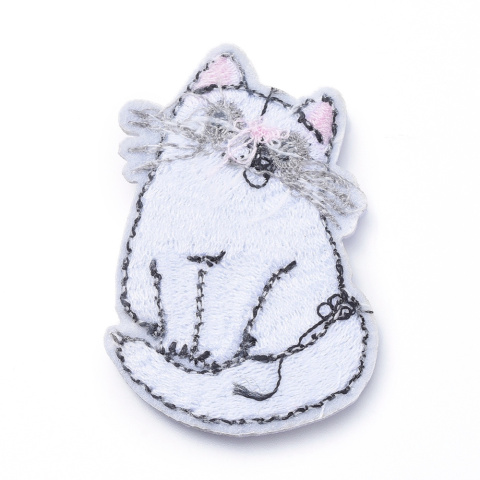 Naszywka, Biały Kotek, Wymiary: 5.3 x 4.0 cm
