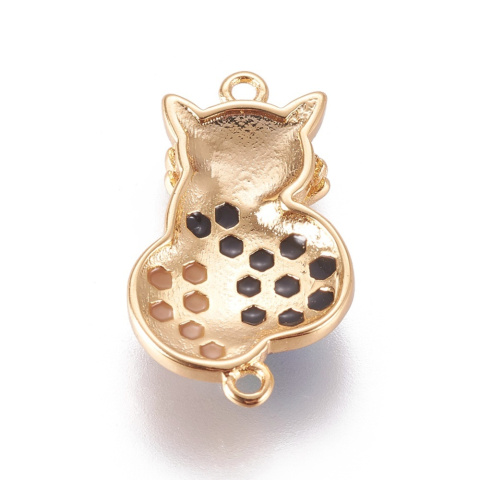 Łącznik, Kot, Kolor złoty, 2.1 x 1.2 x 0.35 cm, otwór: 1 mm