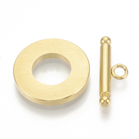 Zapięcie ozdobne, zielony, złoty, Stal chirurgiczna, 19,5mm; Toggle Zapięcie ozdobne, zielony, złoty, Stal chirurgiczna, 19,5mm; Toggle
