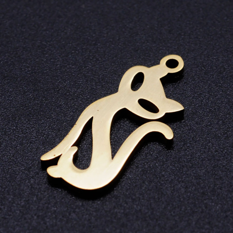 Zawieszka, Kot, Stal Chirurgiczna 201, 23 x 10 x 1 mm, złoty