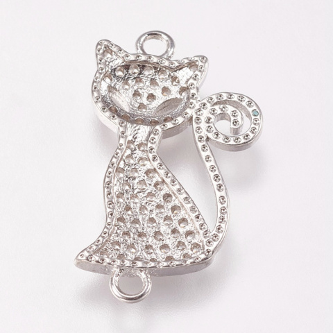 Łącznik, Kot, Kolor srebrny, 2.3 x 1.3 x 0.2 cm, otwór: 1 mm Łącznik, Kot, Kolor srebrny, 2.3 x 1.3 x 0.2 cm, otwór: 1 mm