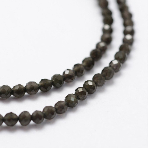 Obsydian, koralik 2mm, 5 szt. fasetowy Obsydian, koralik 2mm, 5 szt. fasetowy