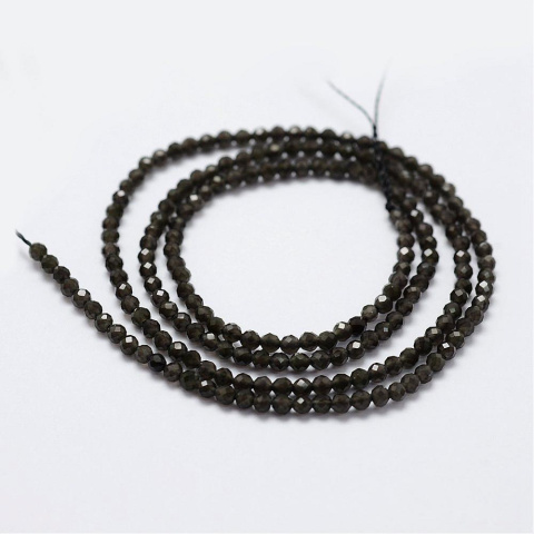 Obsydian, koralik 2mm, 5 szt. fasetowy Obsydian, koralik 2mm, 5 szt. fasetowy