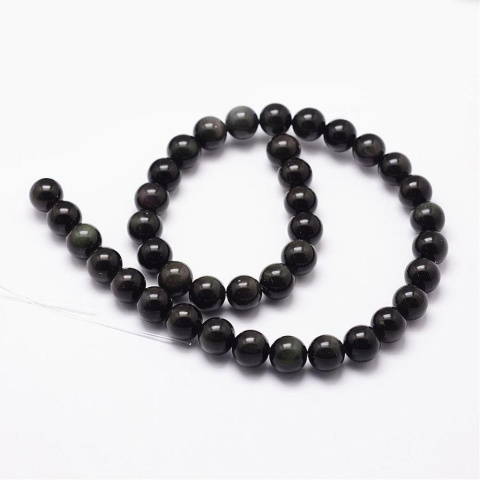Obsydian, koraliki naturalne, klasa AAA, kula 8mm, 5 szt. Obsydian, koraliki naturalne, klasa AAA, kula 8mm, 5 szt.