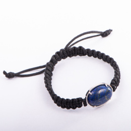 Bransoletka pleciona, Lapis Lazuli, czarna handmade