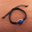 Bransoletka pleciona, Lapis Lazuli, czarna handmade