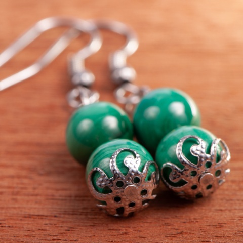 Kolczyki malachit 40mm handmade II