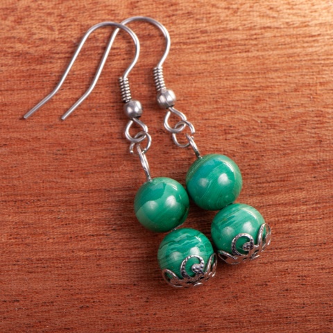 Kolczyki malachit 40mm handmade II