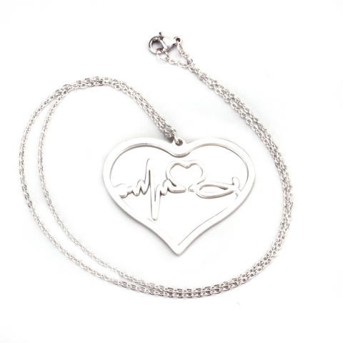Naszyjnik bicie serca, stal chirurgiczna 45cm