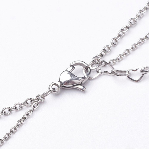 Naszyjnik serce z różą, kwarc różowy, stal