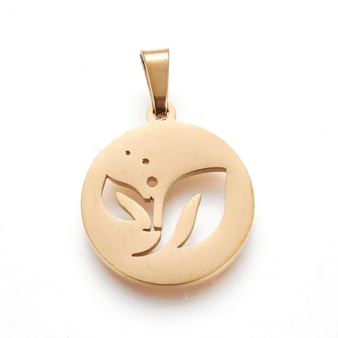 Zawieszka kwiat, stal chirurgiczna, 17mm, złota