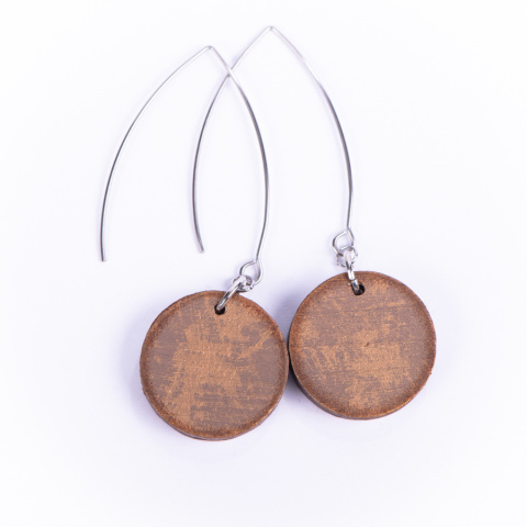 Drewniane kolczyki Handmade, boho, czas