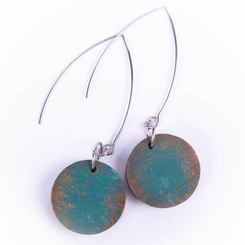 Drewniane kolczyki Handmade, boho, czas