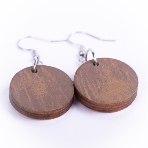 Drewniane kolczyki Handmade, boho, czas