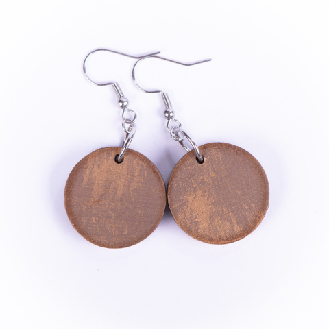 Drewniane kolczyki Handmade, boho, czas