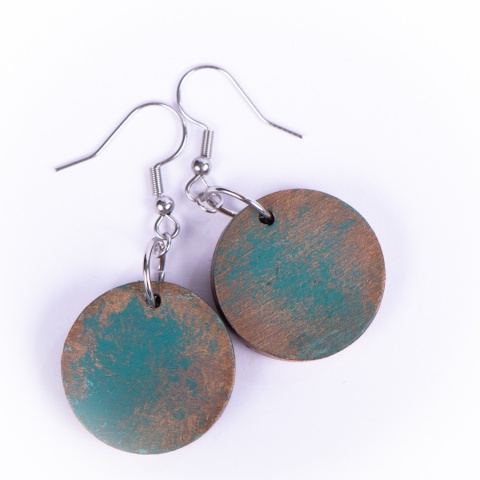 Drewniane kolczyki Handmade, boho, czas