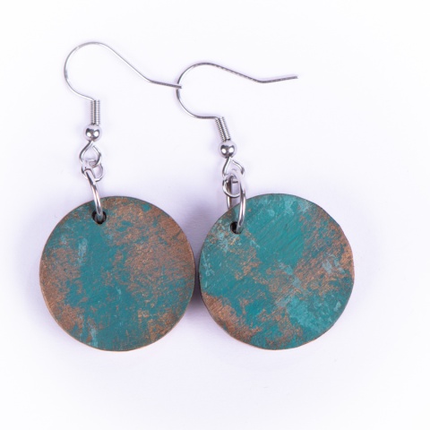 Drewniane kolczyki Handmade, boho, czas