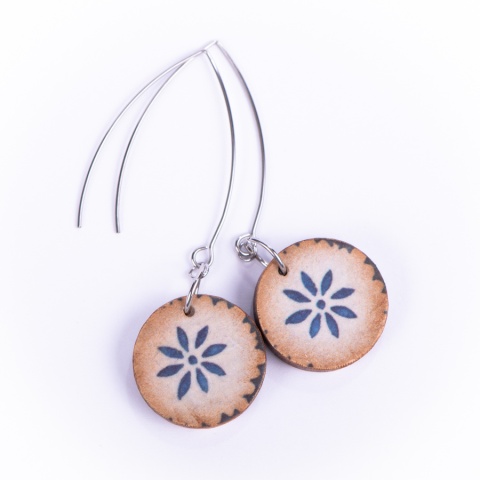 Drewniane kolczyki Handmade, boho, ornament