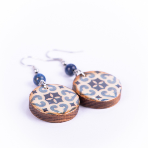 Drewniane kolczyki Handmade, boho, ornament