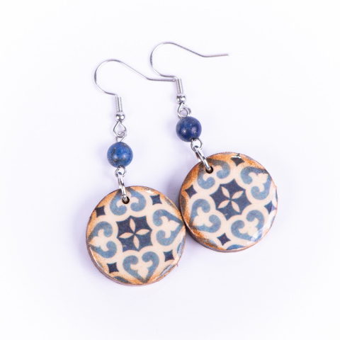 Drewniane kolczyki Handmade, boho, ornament