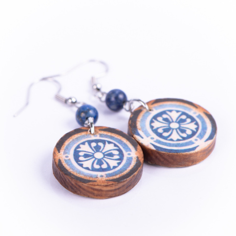 Drewniane kolczyki Handmade, boho, ornament