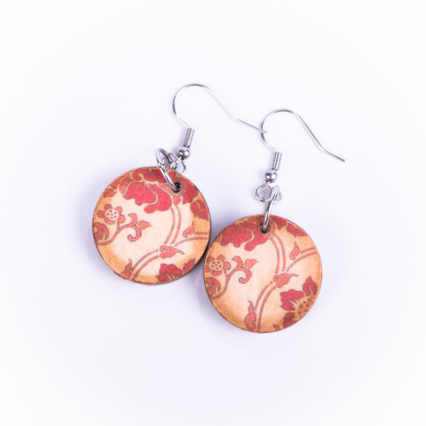 Drewniane kolczyki Handmade, boho, kwiaty