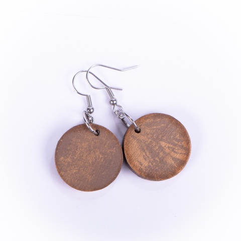 Drewniane kolczyki Handmade, boho, czas